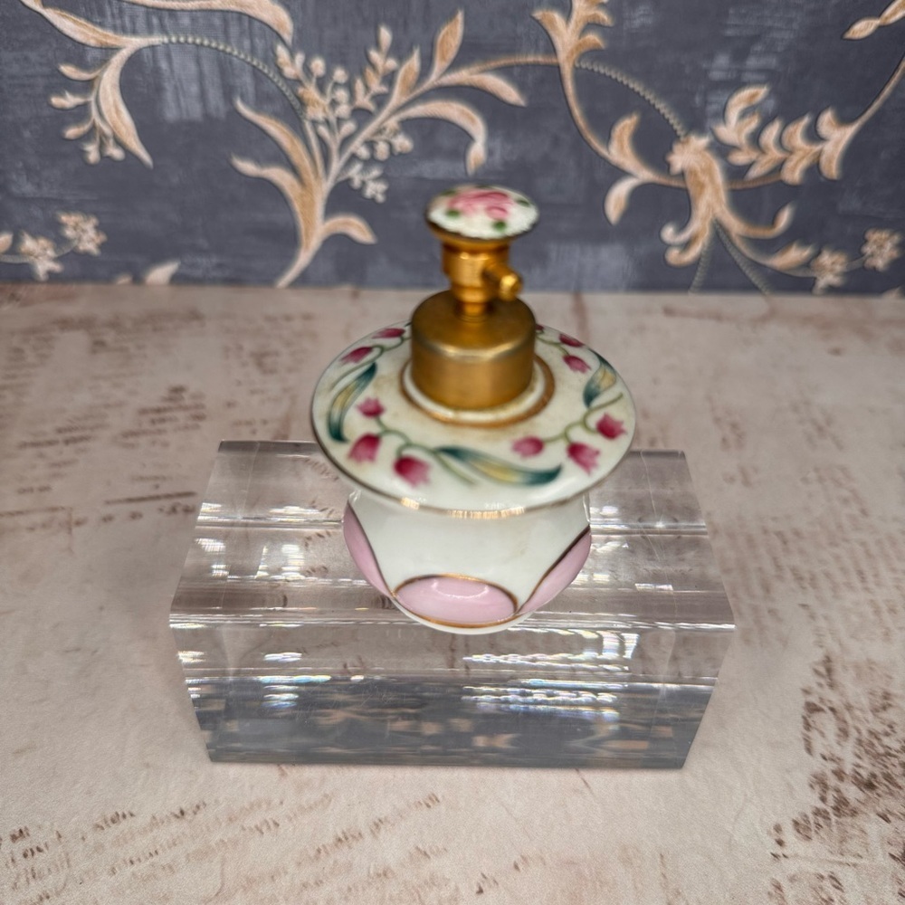 Rare IRICE Japan Porcelain Hand Painted Floral Perfume Bottle Atomizer READ - Picture 4 of 9